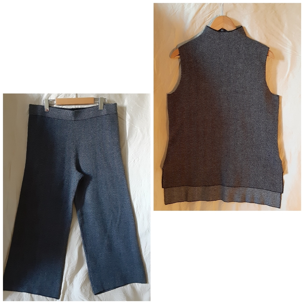 Rachel Zoe herringbone knitted suit size L